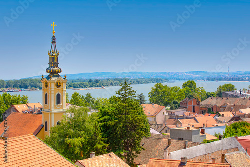 Panoramic view of Zemun, with church tower in Belgrade,Serbia photo