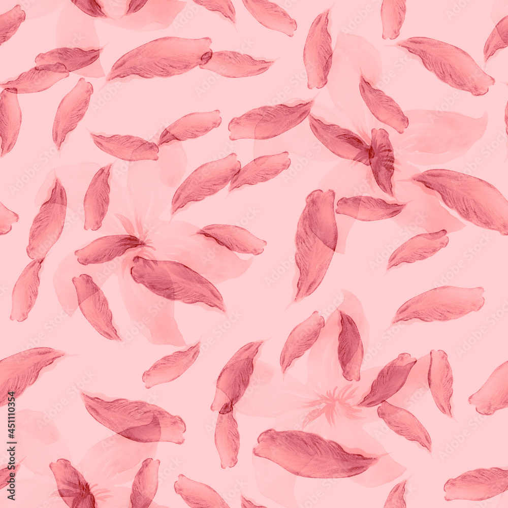 Pink Seamless Vintage. Gray Pattern Leaf. White Tropical Texture. Coral Flower Texture. Flora Exotic. Watercolor Painting. Floral Exotic. Summer Botanical.