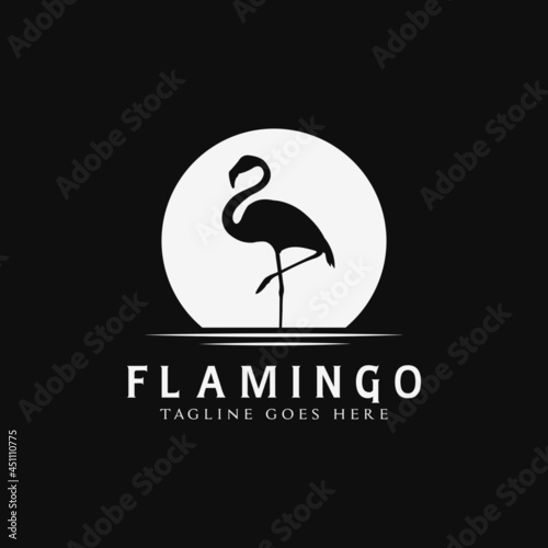 Silhouette of Flamingos Bird logo vector illustration design, Simple Flamingo logo design