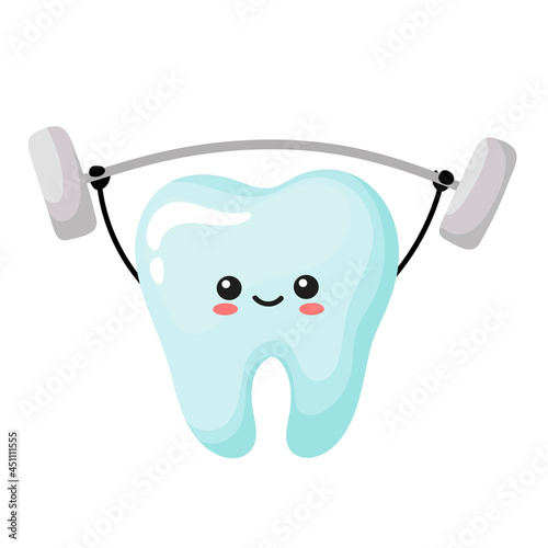 healthy kawaii tooth. cute tooth with eyes in cartoon style