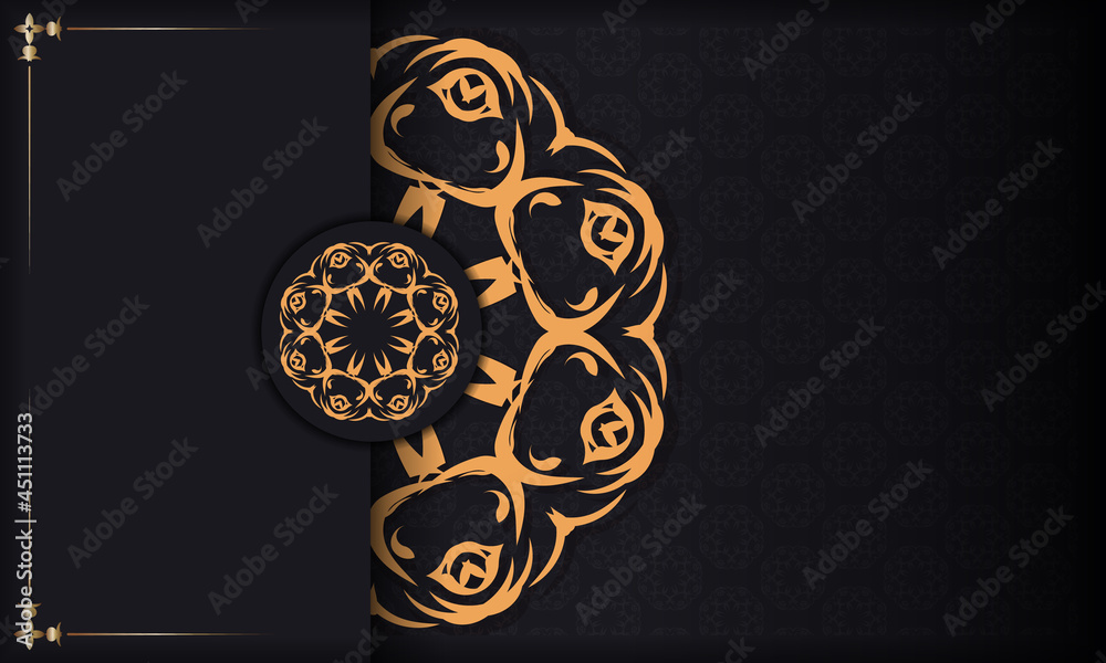 Black banner with abstract ornaments and place under the text. Print-ready invitation design with vintage patterns. Black banner with abstract ornaments and place under the text. Print-ready invitation design with vintage patterns.