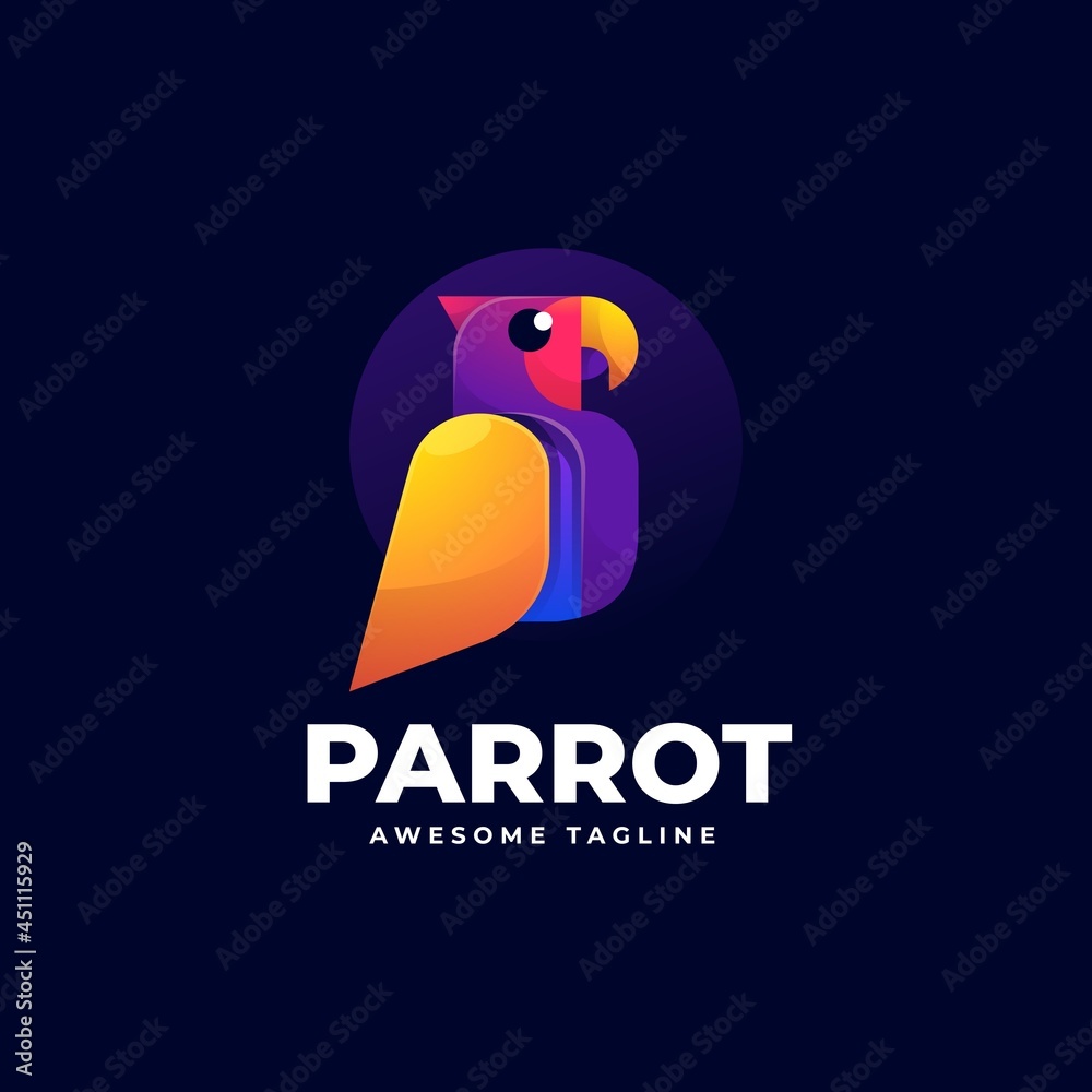 Naklejka premium Vector Logo Illustration Parrot Gradient Colorful Style.