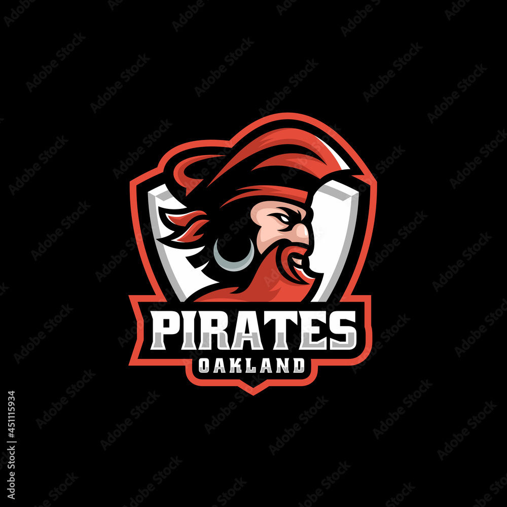 Vector Logo Illustration Pirate E Sport and Sport Style.