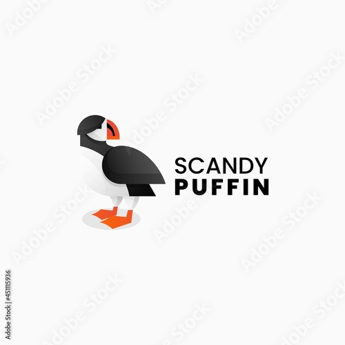 Vector Logo Illustration Puffin Gradient Colorful Style.