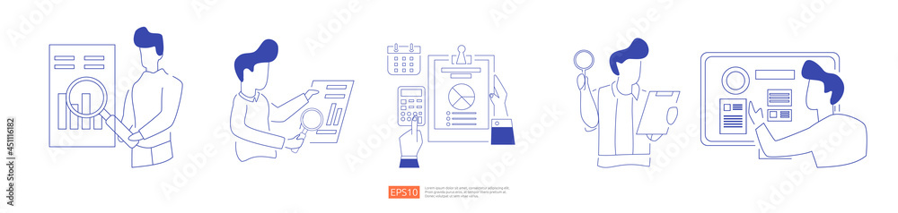 digital analysis concept for business market research set, marketing ...