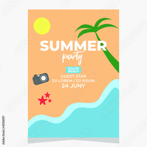 summer party nature background with fresh fruit and camera,tropical jungle leaf summer banner, cover, templates, posters