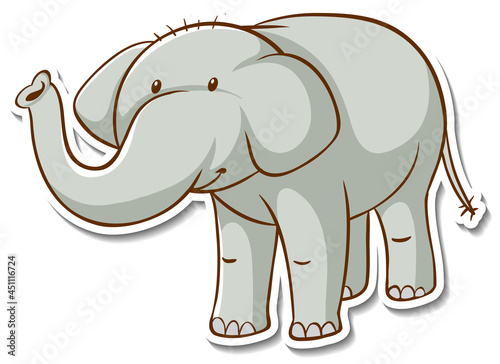 Sticker design with cute elephant isolated