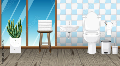 Bathroom interior design with furniture