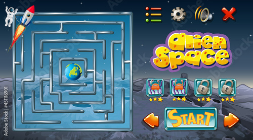 Maze game with space theme template