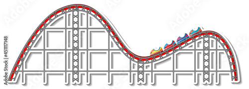 Sticker template with Roller Coaster in cartoon style
