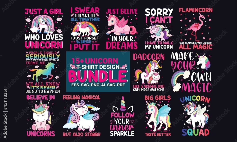 unicorn t shirt design bundle 