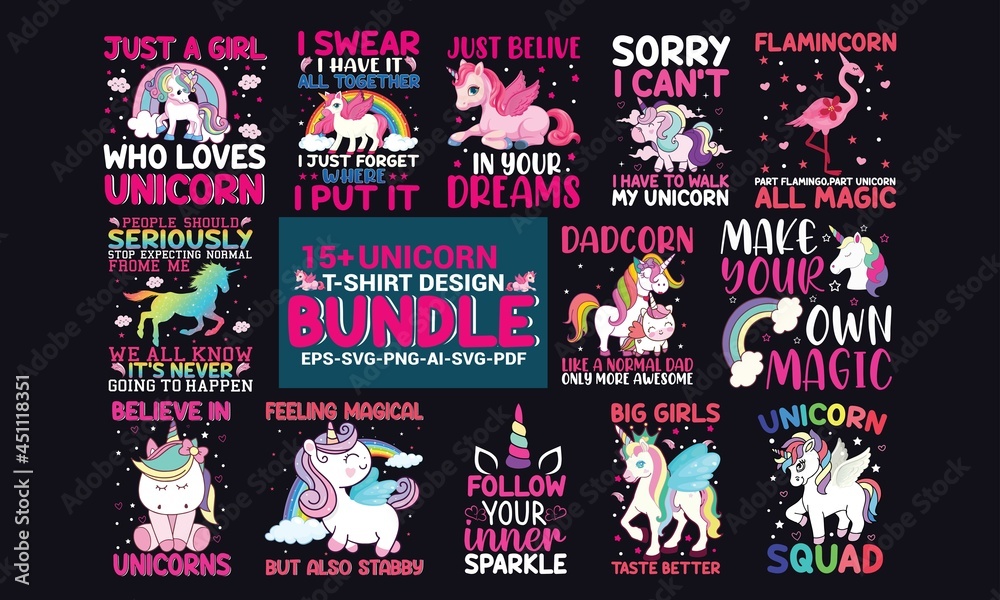 Fototapeta premium unicorn t shirt design bundle