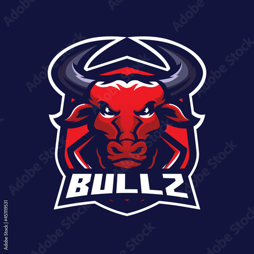 Bull logo mascot design vector with modern illustration concept style. Bull head illustration for esport team.