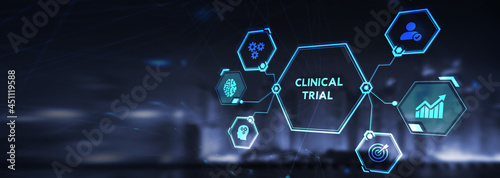 Business, Technology, Internet and network concept. virtual display: Clinical trial