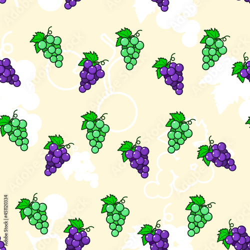 Fresh grapes vector illustration. fruit background pattern.