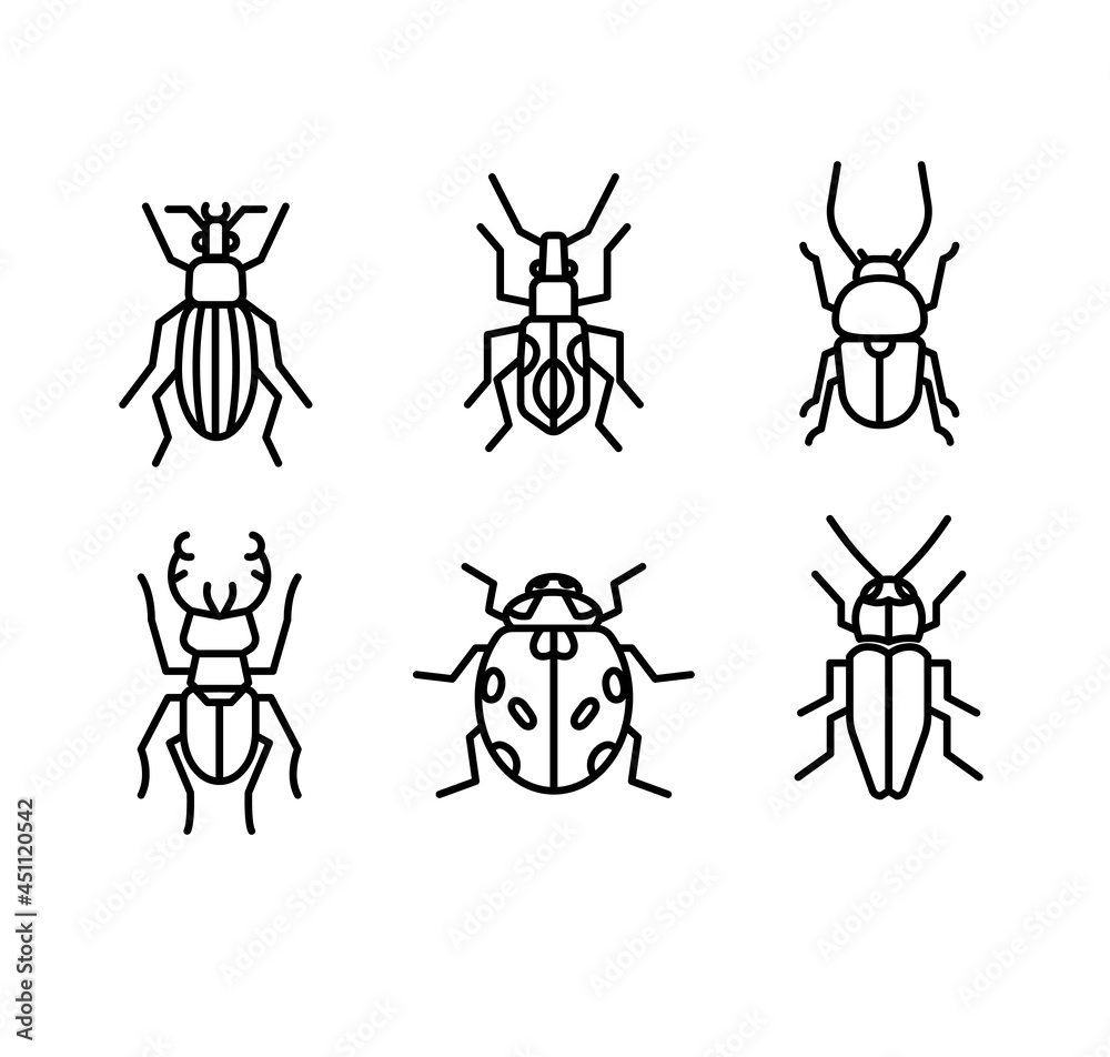 illustration of insects icons outline illustration of insects icons outline