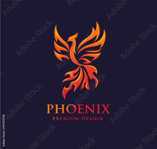 Phoenix l logo of mythological bird vector illustration