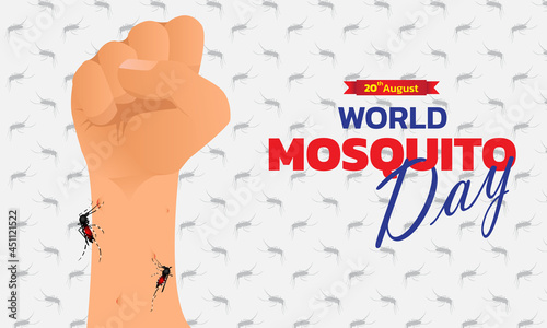 Mosquito Vector with world map Background, World Mosquito day, Malaria Day, dengue fever.