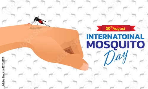 Mosquito Vector with world map Background, World Mosquito day, Malaria Day, dengue fever.