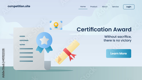 certification award with tagline without sacrifice no victory for website template landing homepage