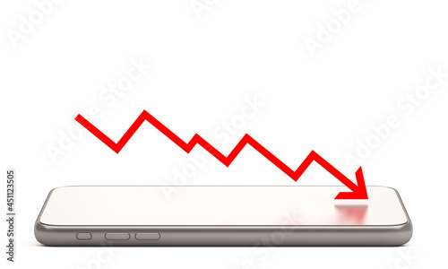 Wallpaper Mural 3d mobile phone with arrow of online stock market trading with ,3d render illustration background Torontodigital.ca