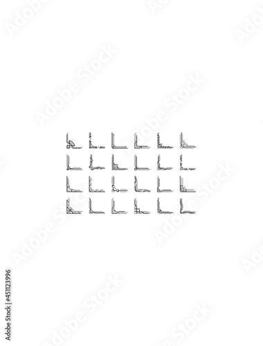 Art deco corners. Art deco corners collection. Vector geometric borders set