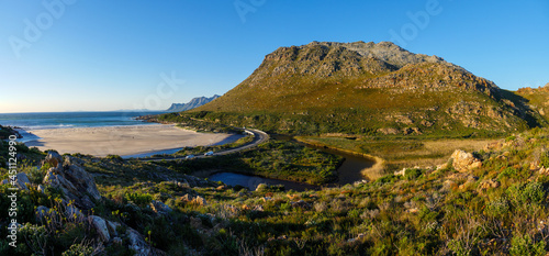 The wonderfully scenic R44 Clarence Drive along the eastern shores of False Bay. Rooi-Else  near Cape Town  Western Cape. South Africa