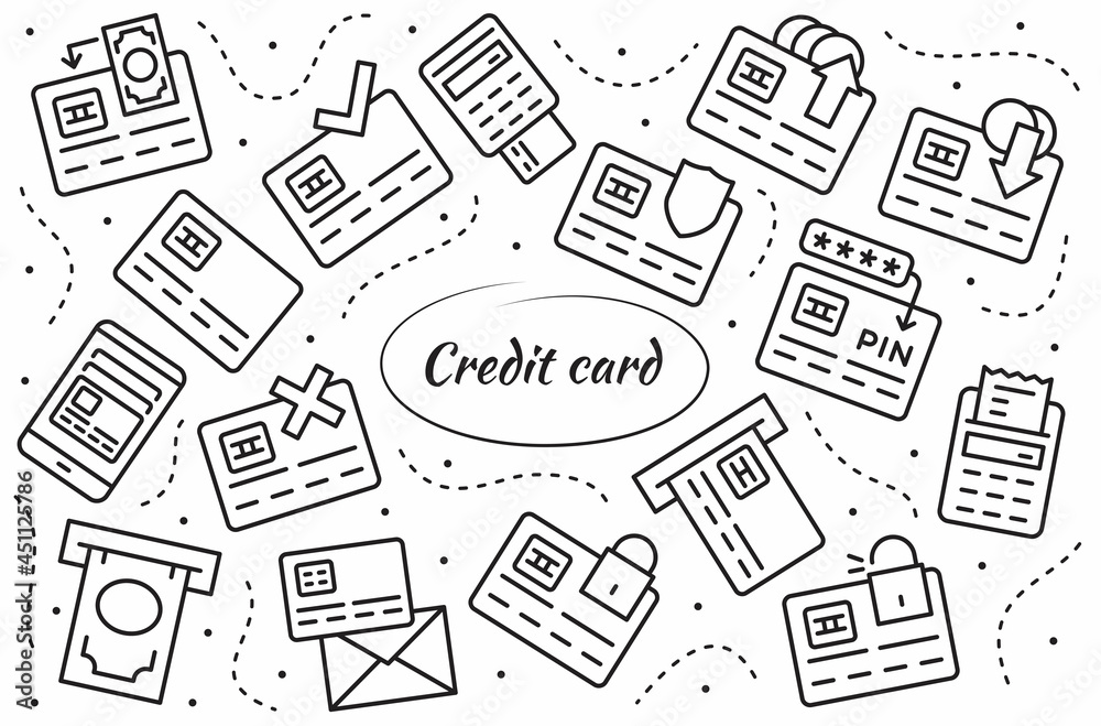 Credit Card Linear Icons Set. Simple Vector Symbols Collection. Credit Card Linear Icons Set. Simple Vector Symbols Collection.