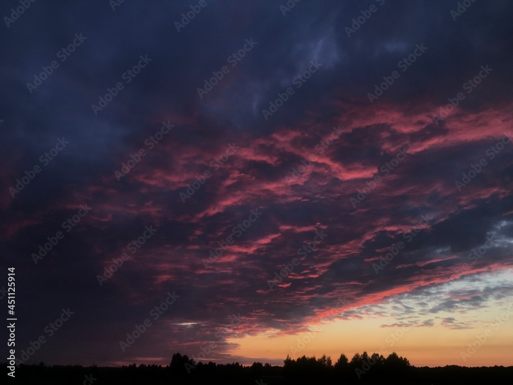 Purple sunset sky