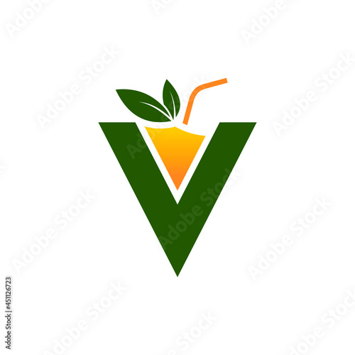 V juice logo design brand or company name symbol