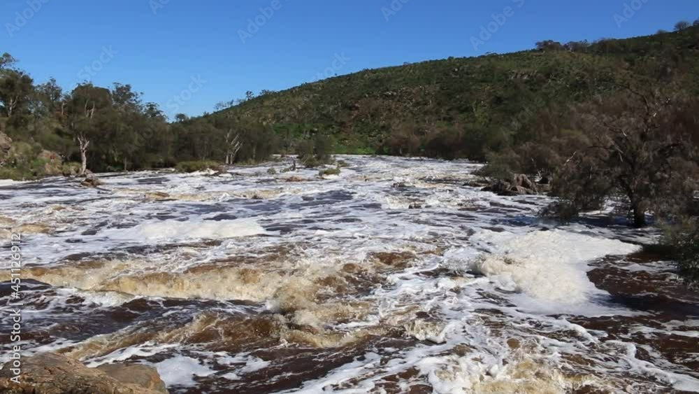 Bells Rapids Whitewater Over Rocks, Swan River - View From Bridge Bells Rapids Whitewater Over Rocks, Swan River - View From Bridge