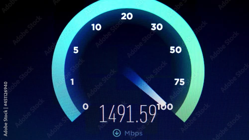 Gigabit Internet Speedtest. Testing network and bandwidth connection of a Highspeed internet.