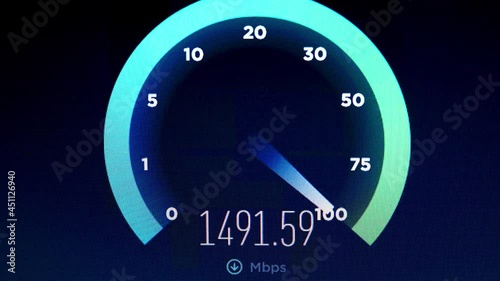 Gigabit Internet Speedtest. Testing network and bandwidth connection of a Highspeed internet. photo