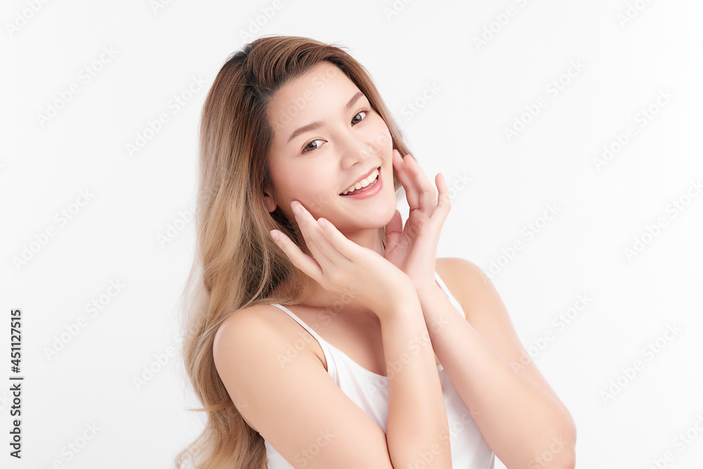 Beautiful young asian woman with clean fresh skin on white background, Face care, Facial treatment, Cosmetology, beauty and spa, Asian women portrait. Beautiful young asian woman with clean fresh skin on white background, Face care, Facial treatment, Cosmetology, beauty and spa, Asian women portrait.
