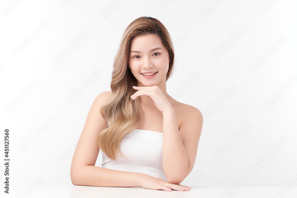 Beautiful young asian woman with clean fresh skin on white background, Face care, Facial treatment, Cosmetology, beauty and spa, Asian women portrait. Beautiful young asian woman with clean fresh skin on white background, Face care, Facial treatment, Cosmetology, beauty and spa, Asian women portrait.