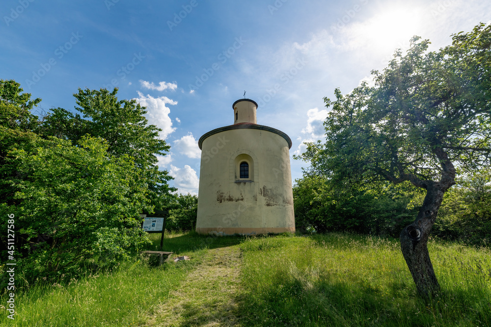 Kokašice, Czech Republic - June 16, 2021: One of the dominant features of the landscape around Konstantinovy Lázně is Sheep Hill (Ovčí vrch) with a chapel and a nice view - a memorable place