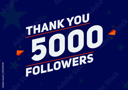 5000 followers thank you colorful celebration template. social media followers achievement congratulation. 5k follower