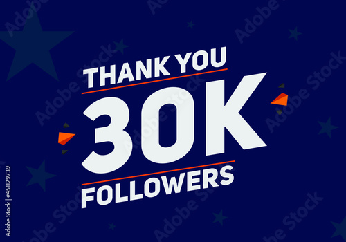 30k followers thank you colorful celebration template. social media followers achievement congratulation 