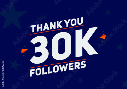 30k followers thank you colorful celebration template. social media followers achievement congratulation
