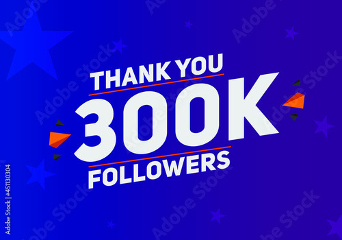 300k followers thank you colorful celebration template. social media 300000 followers achievement