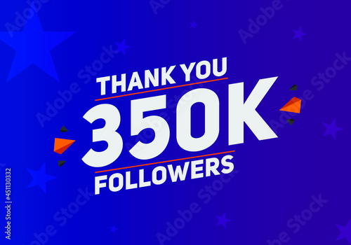 350k followers thank you colorful celebration template. social media 350000 followers achievement congratulation