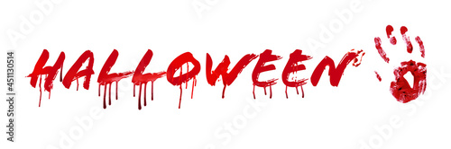 Word HALLOWEEN written in b...