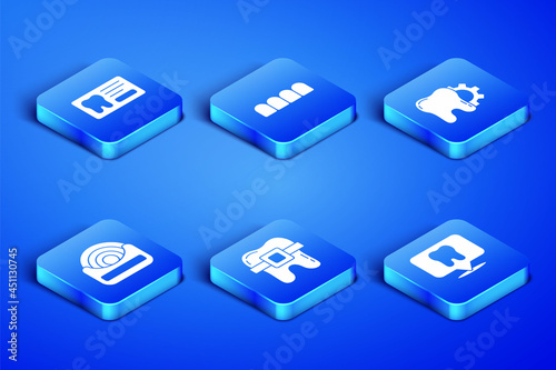 Set Dental clinic location, card, Teeth with braces, floss, Dentures model and Tooth treatment procedure icon. Vector