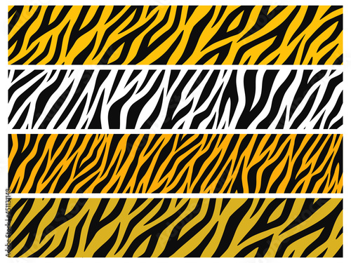 虎柄の帯状背景素材セット（横長）