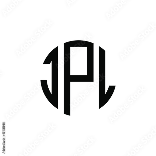 JPL letter logo design. JPL modern letter logo with black background. JPL creative  letter logo. simple and modern letter JPL logo template, JPL circle letter logo design with circle shape. JPL   photo