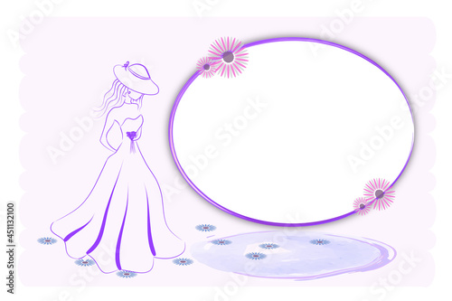 Girl elegance dressed. Anniversary 16th invitation card vector image pink greetings card watercolor design