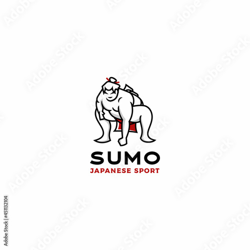 Sumo wrestler Logo. Fat, overweight man. Japanese Traditional sport logo design inspiration