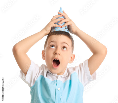 Surprised little boy in par...