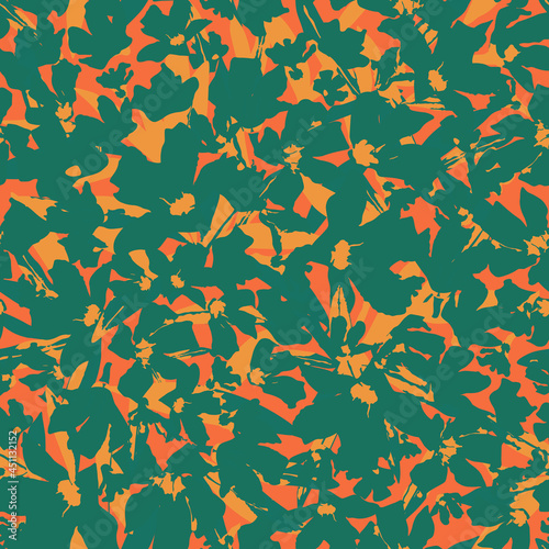 seamless pattern in autumn colors with abstract hand drawn floral shapes