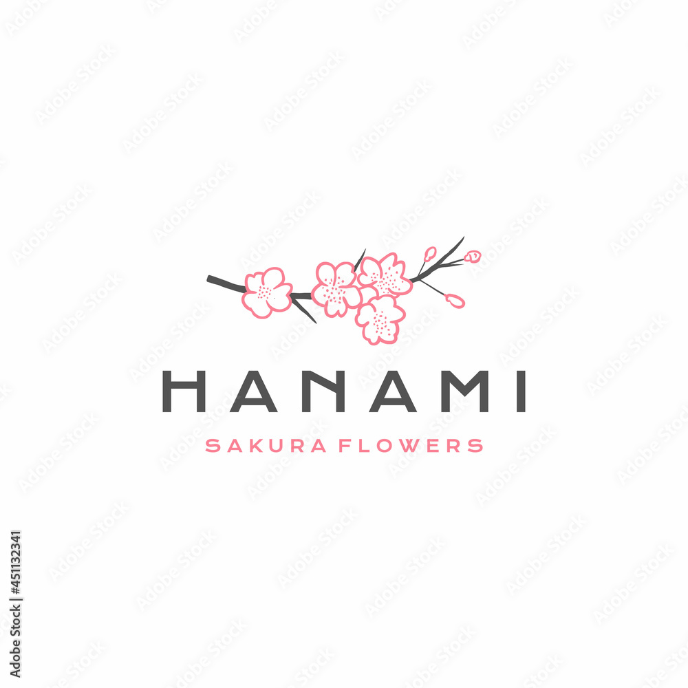 Sakura logo vector illustration, Japanese flower cherry blossom logo design